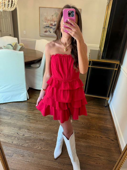 Red Strapless Dress