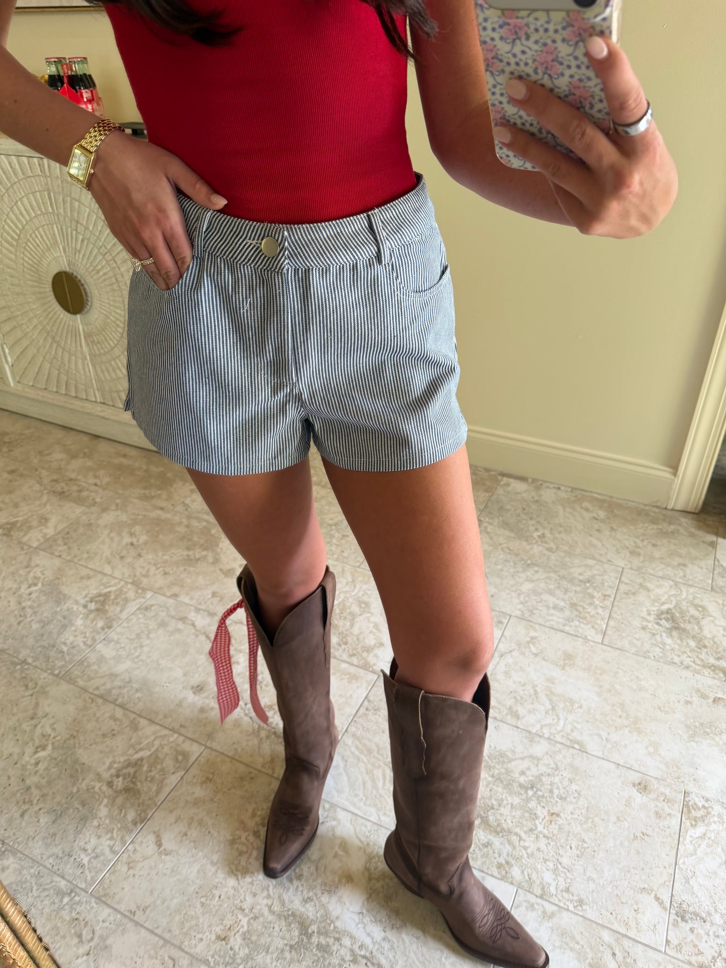 Blue Striped American Shorts