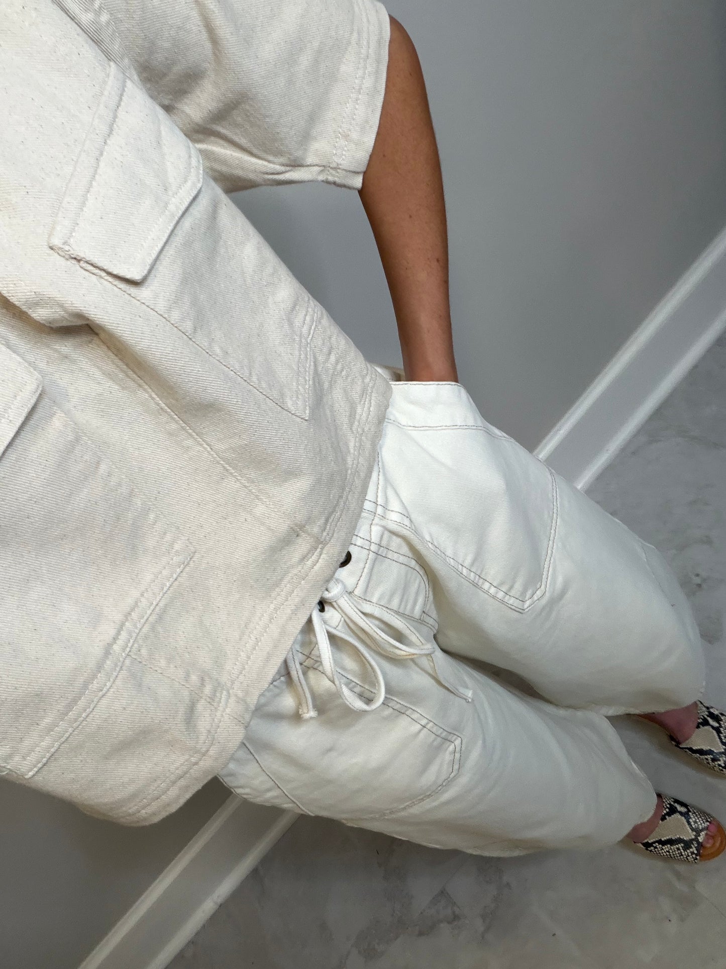 White Denim Barrel Jeans