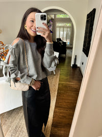 Grey Bow Tie Sweater