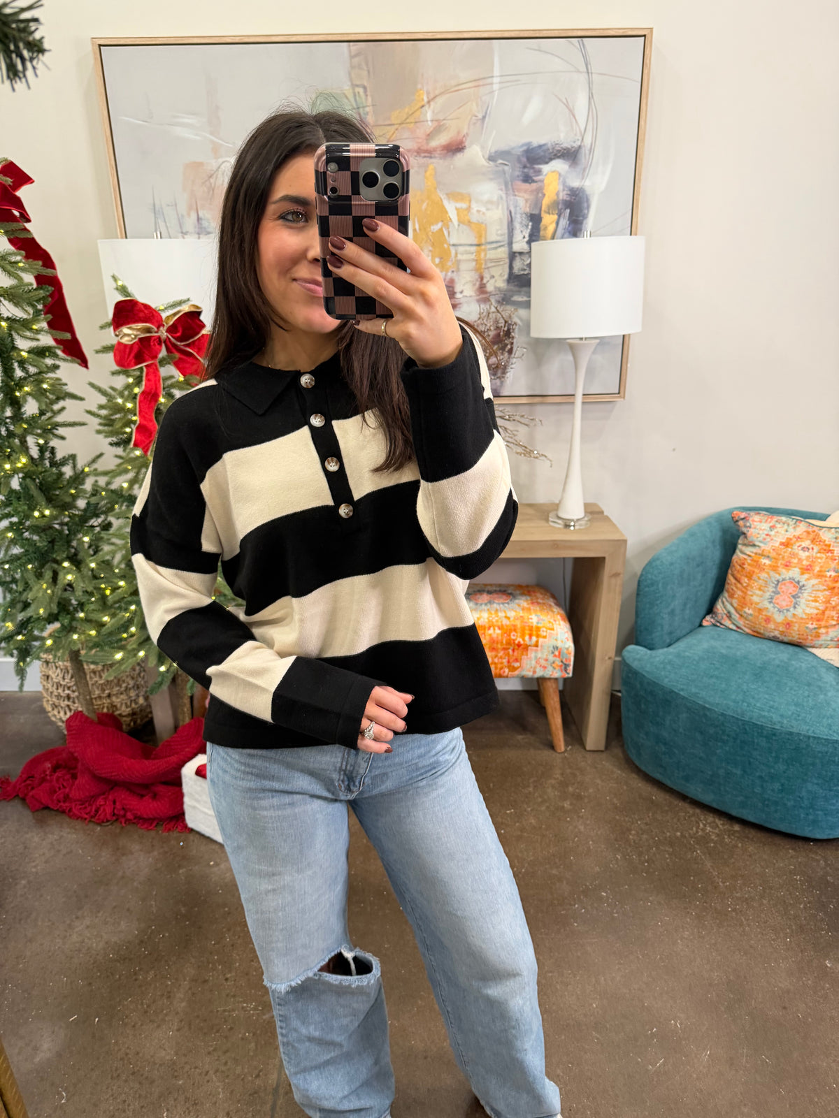 Black and White Striped Sweater