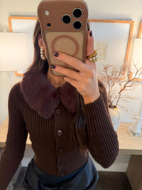 Marie Mocha Fur Top