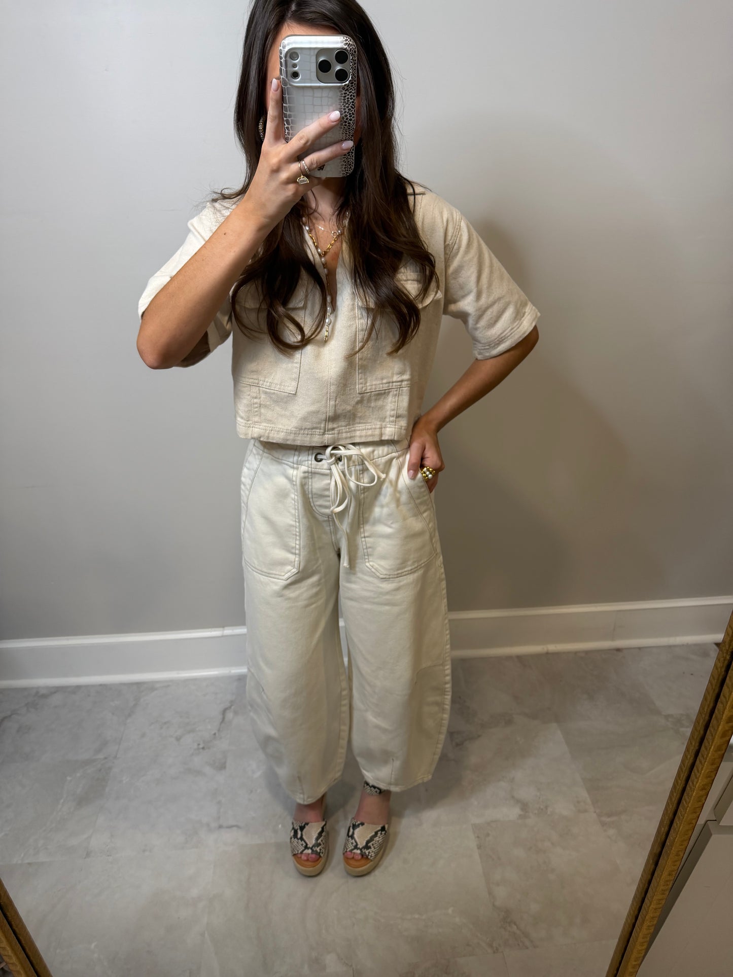 White Denim Barrel Jeans