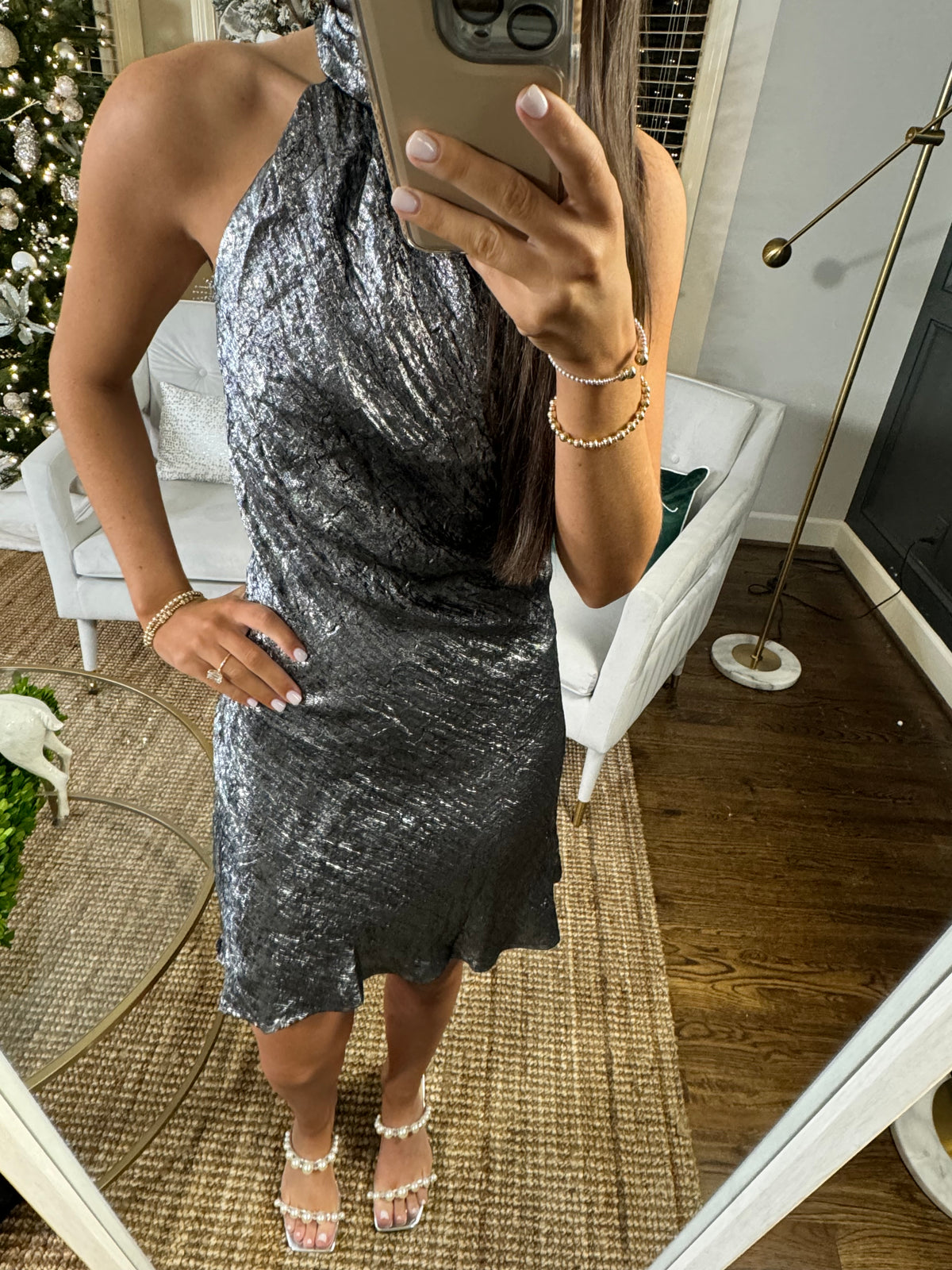 Metallic Backless Dress