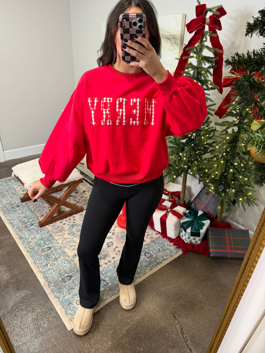 Merry Gingham Sweatshirt