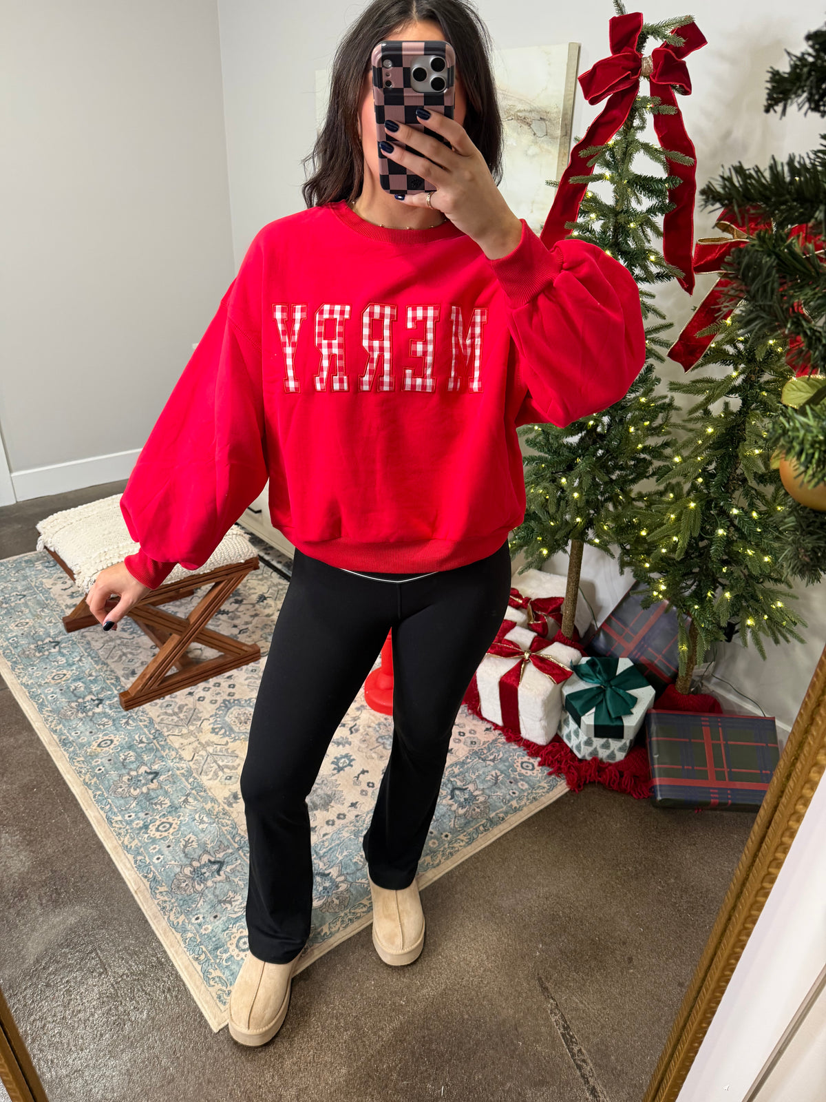 Merry Gingham Sweatshirt