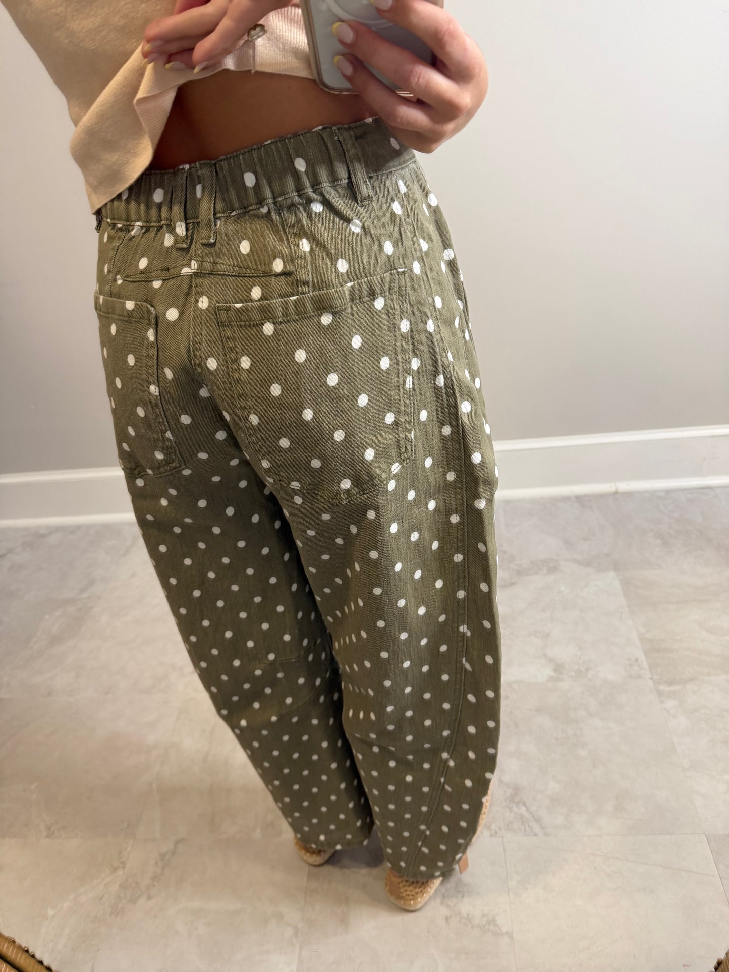 Olive Grove Barrel Jeans