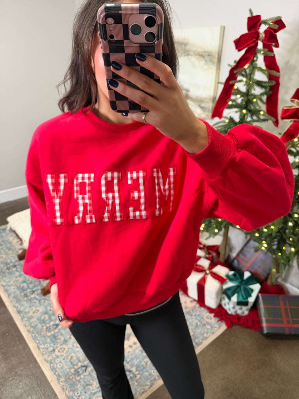 Merry Gingham Sweatshirt