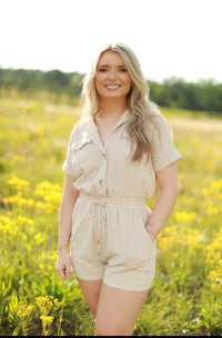 Tan MJ Romper (Final Sale)