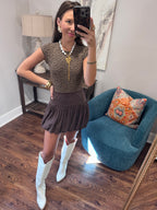 Mocha Ribbed Bubble Skirt
