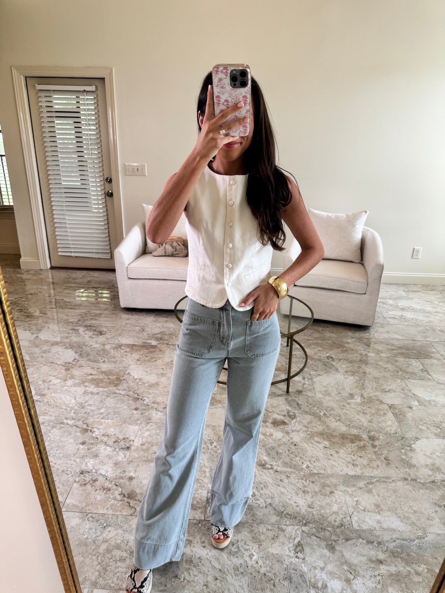 Denim White Top