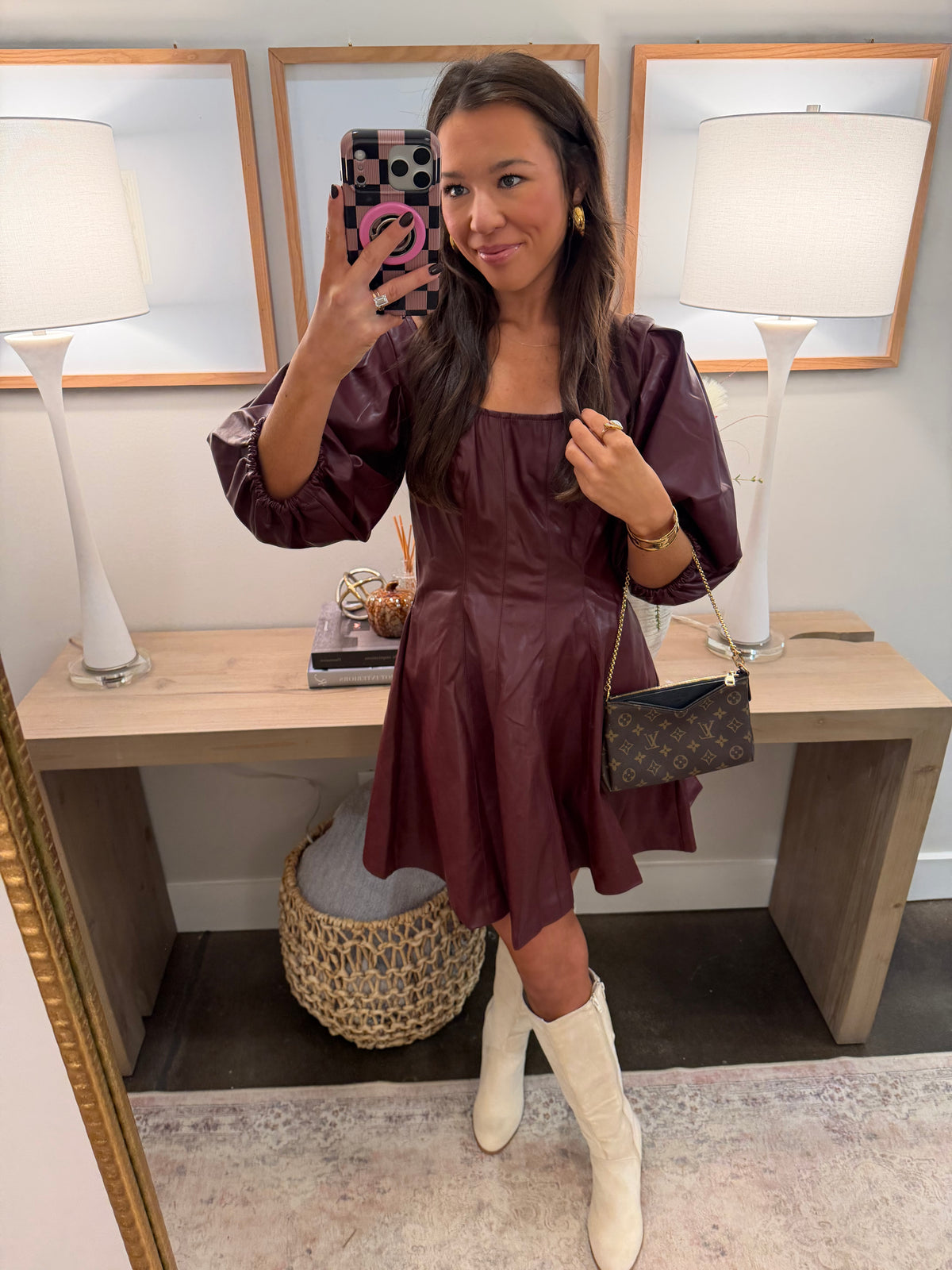 Leather Maroon Dress