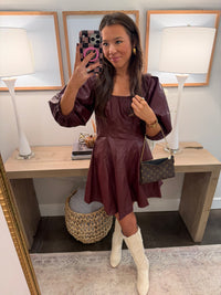 Leather Maroon Dress