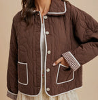 Floral Quilted Collard Jacket