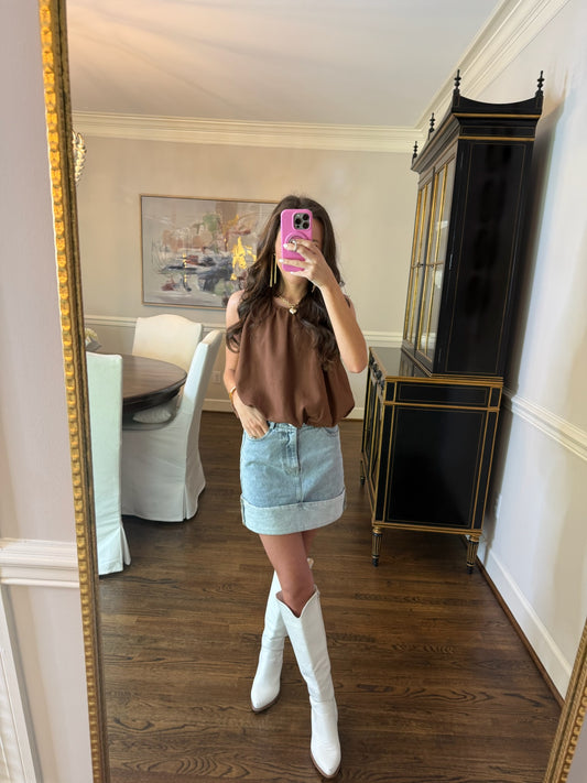 Mocha Bubble Top