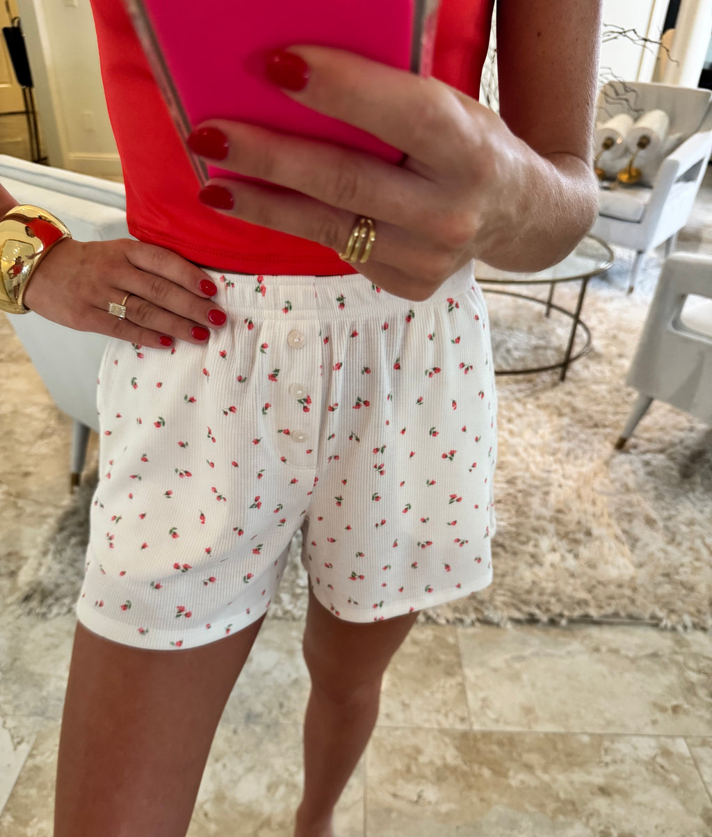 Floral Ribbed Boxer Shorts