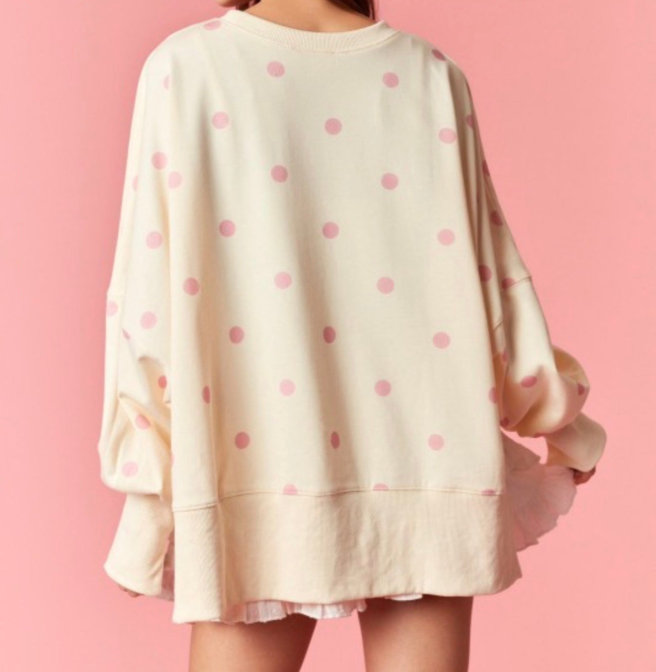 Ivory Pink Polka Dot Sweater