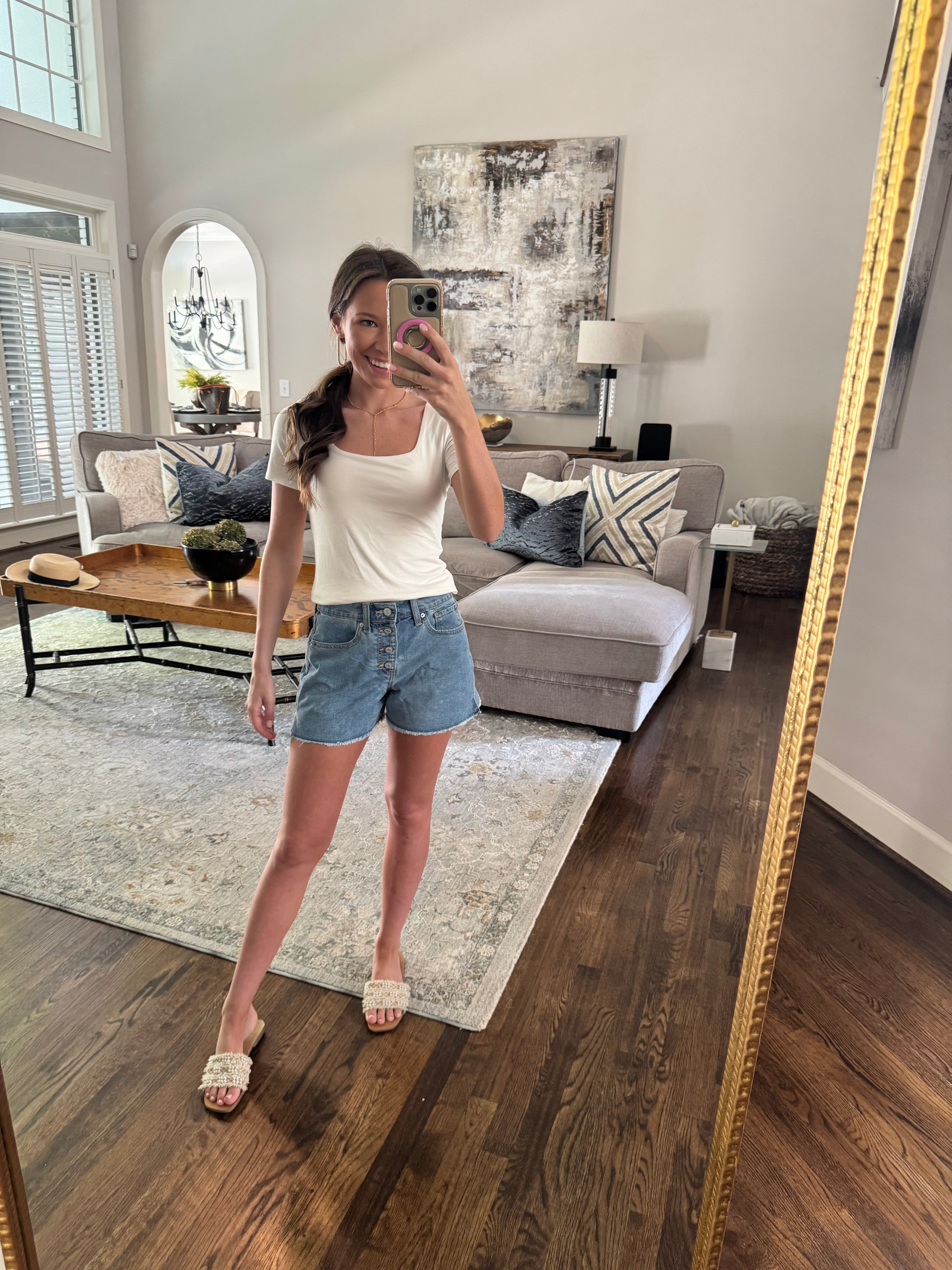 White Square Neck Top