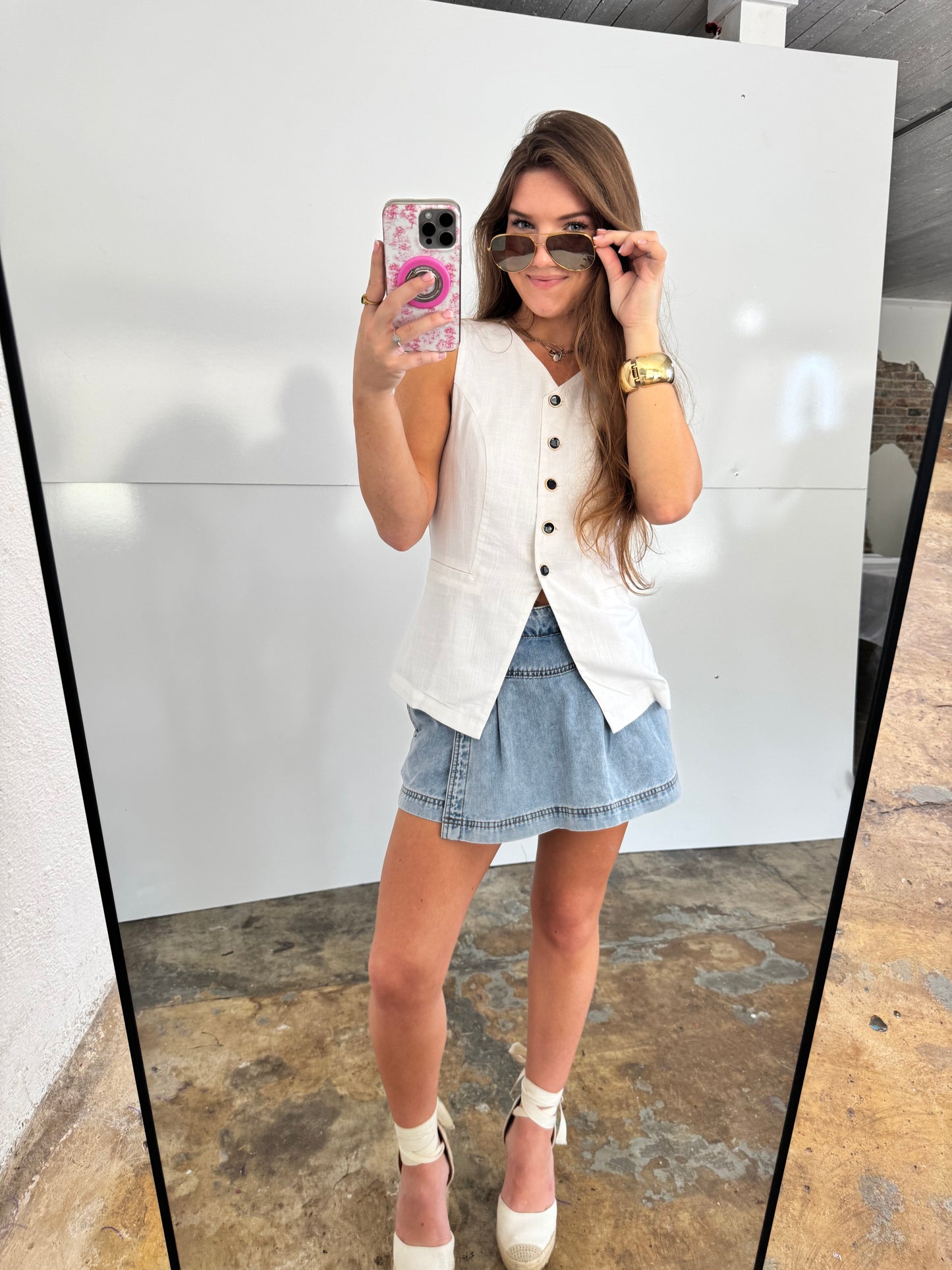 White Linen Vest