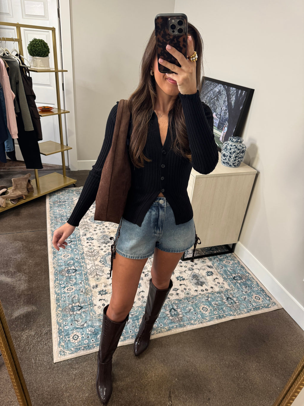 Black Sweater Button Down