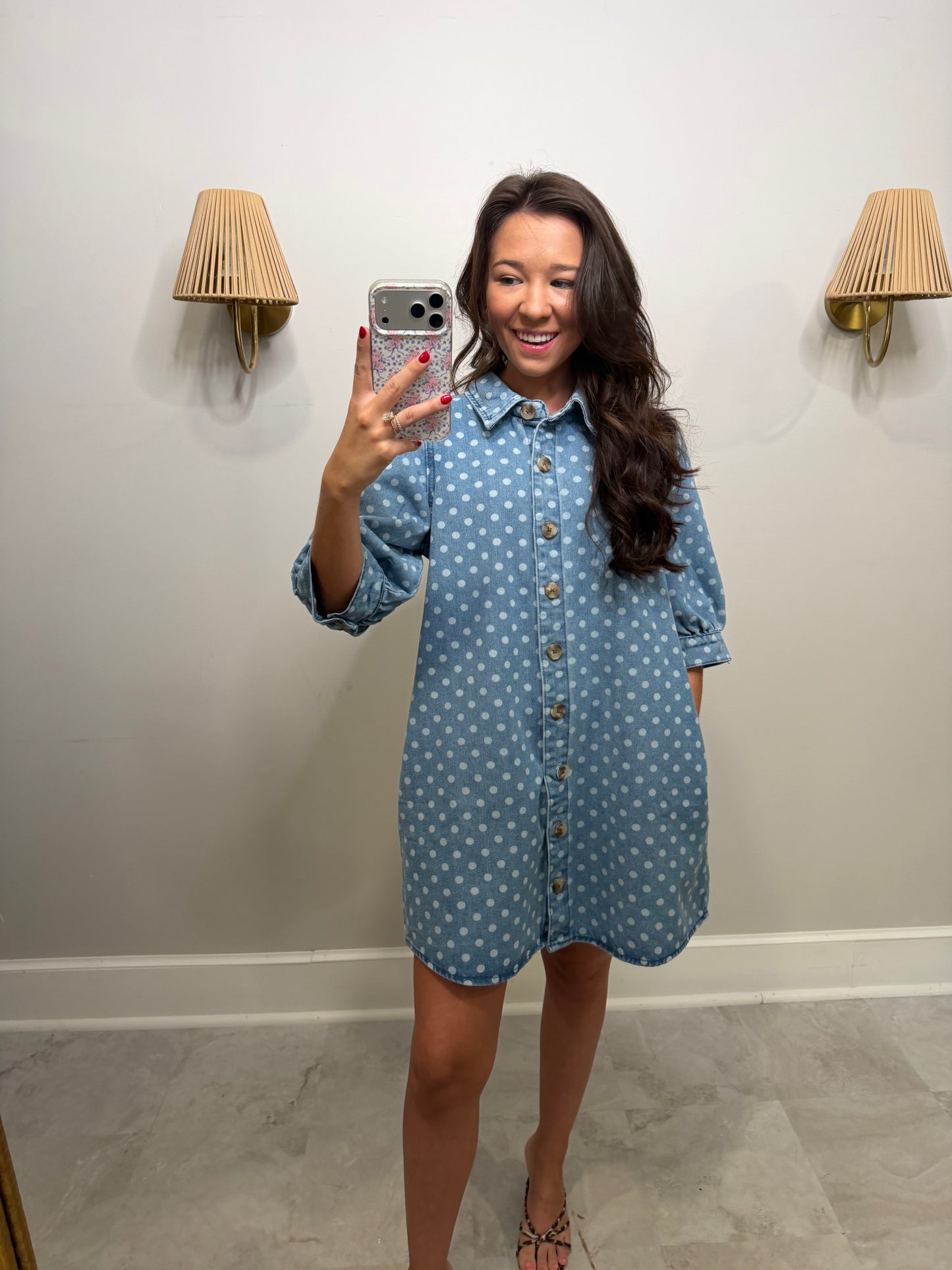 Polka Dot Denim Dress