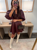 Leather Maroon Dress