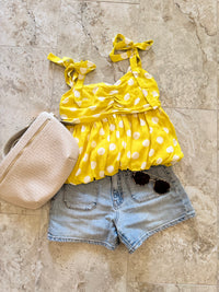 Yellow Bubble Polka Dot Top