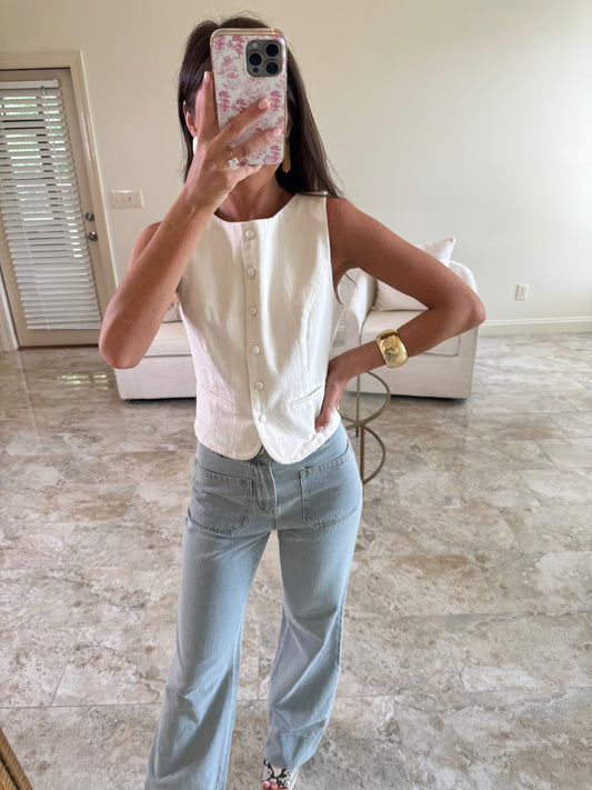 Denim White Top
