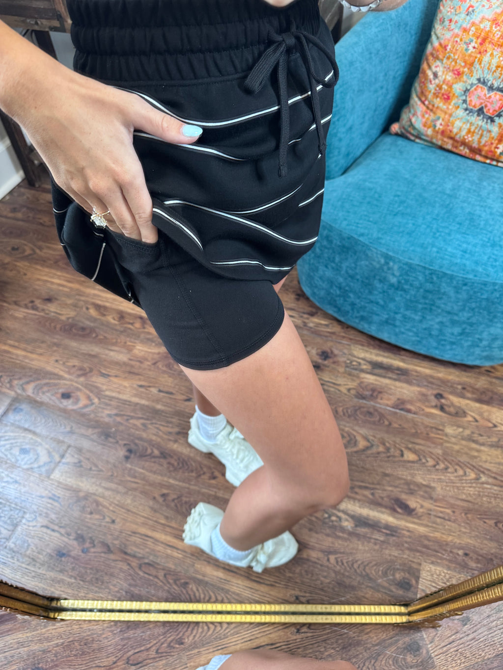 Ray Black & White Striped Active Skirt