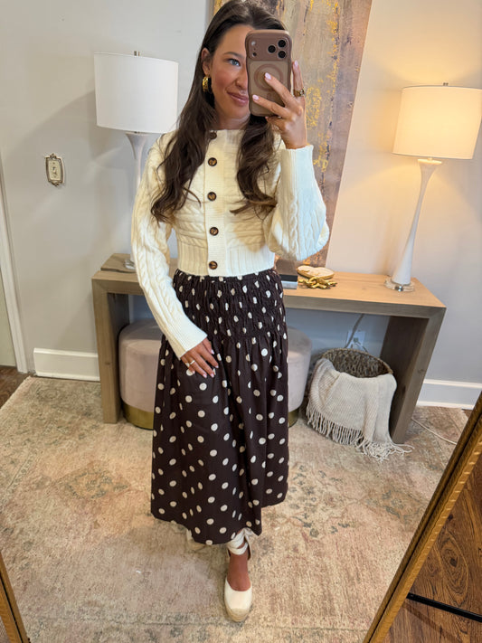Mocha Polka Dot Skirt