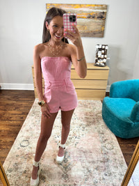 Pink Denim Romper