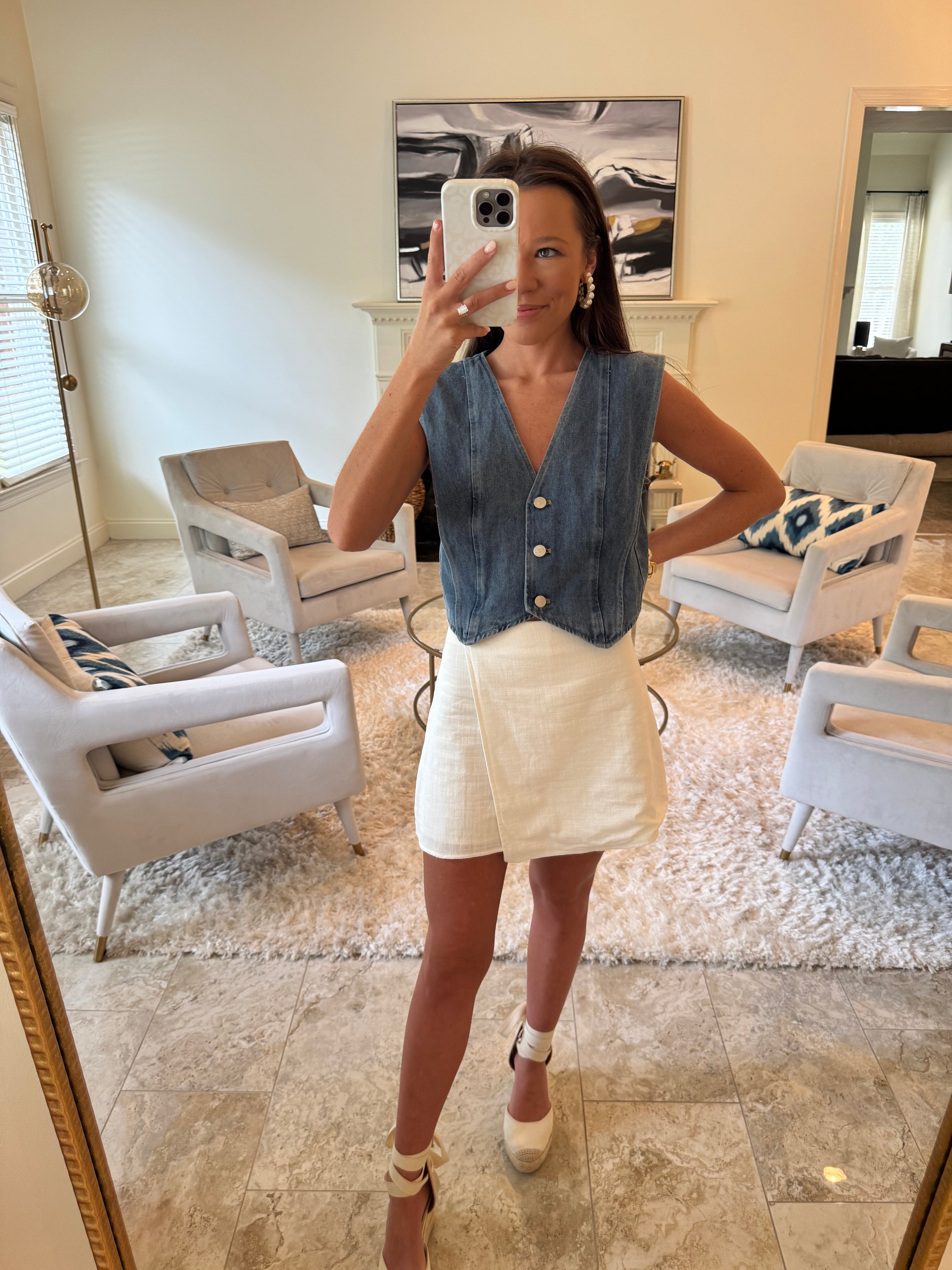 White Linen Skort
