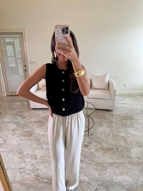 Linen Black & White Pants
