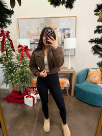 Brown Cropped Puffer Jacket