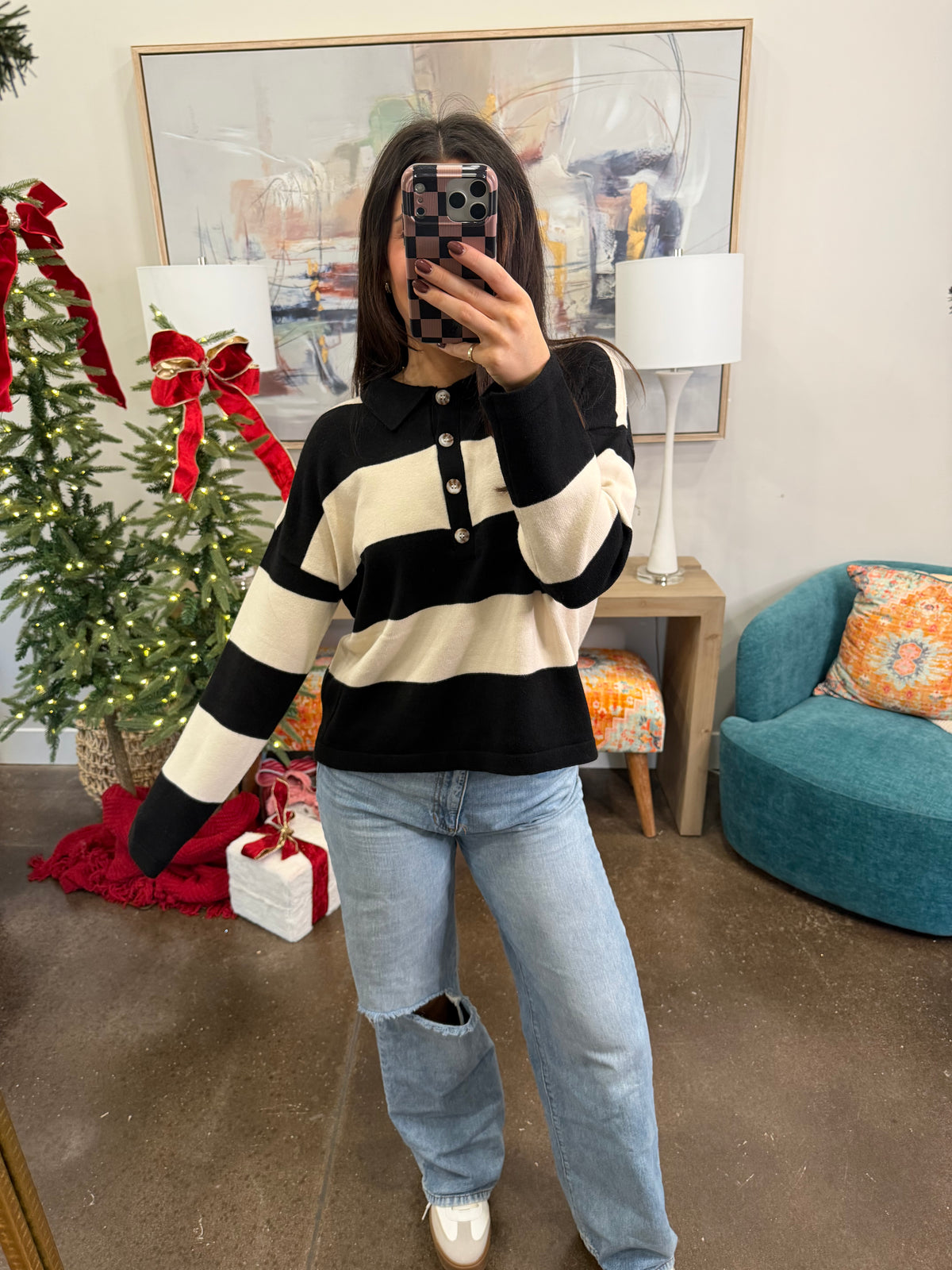 Black and White Striped Sweater