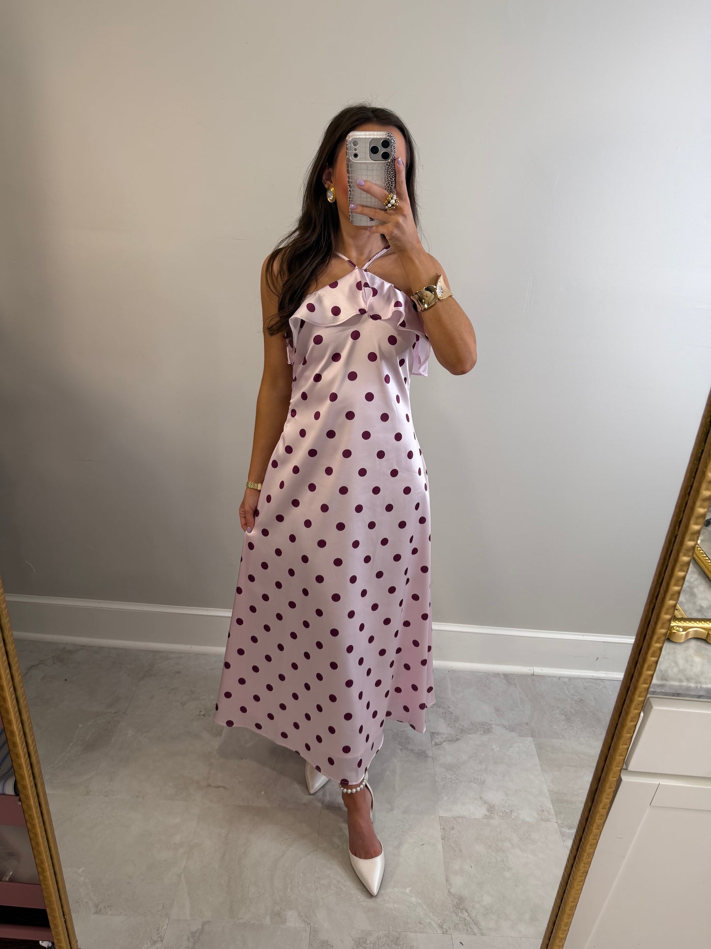 Satin Polka Dot Dress