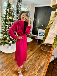 Long Pink Satin Dress