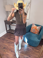 Mocha Ribbed Bubble Skirt