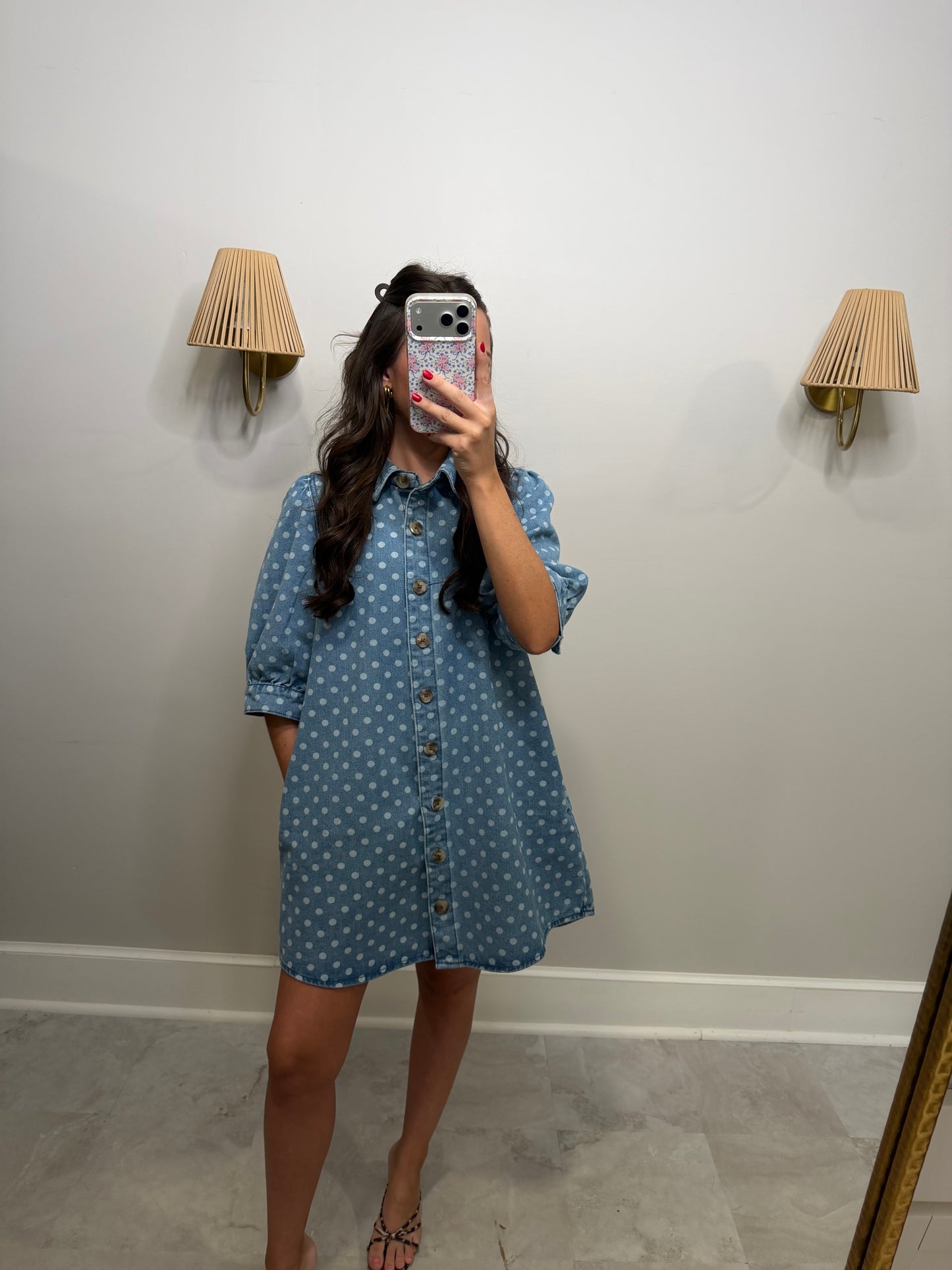Polka Dot Denim Dress