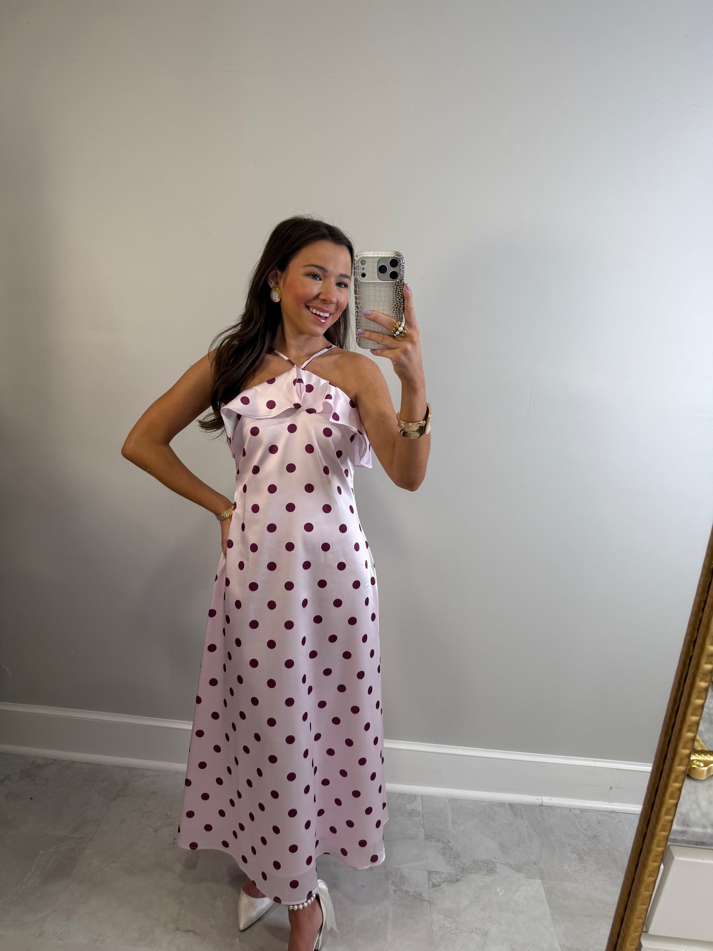 Satin Polka Dot Dress