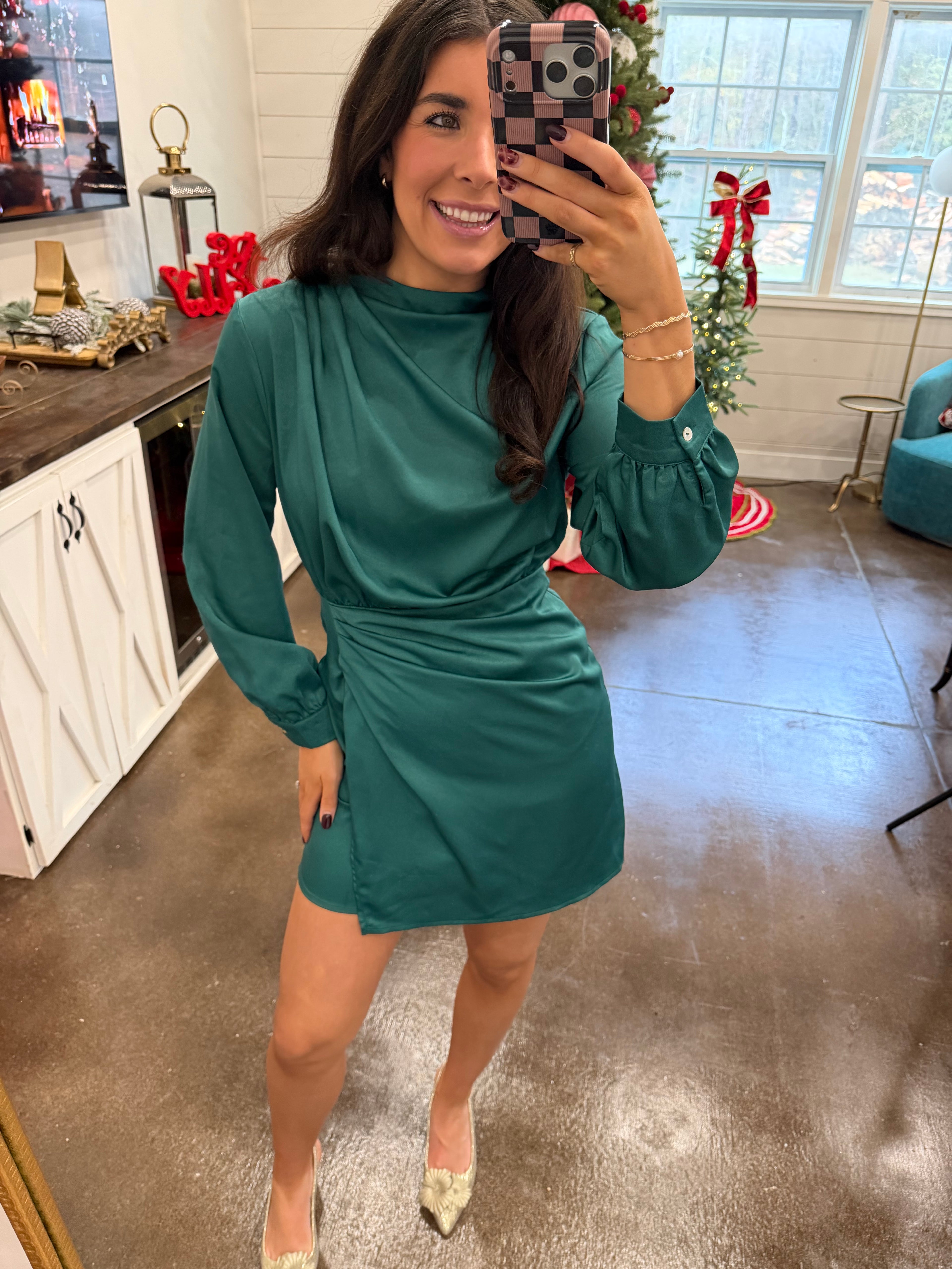 Green Satin Dress