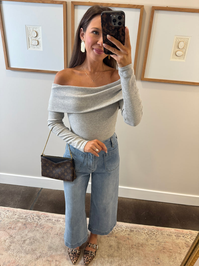 Grey Strapless Bodysuit