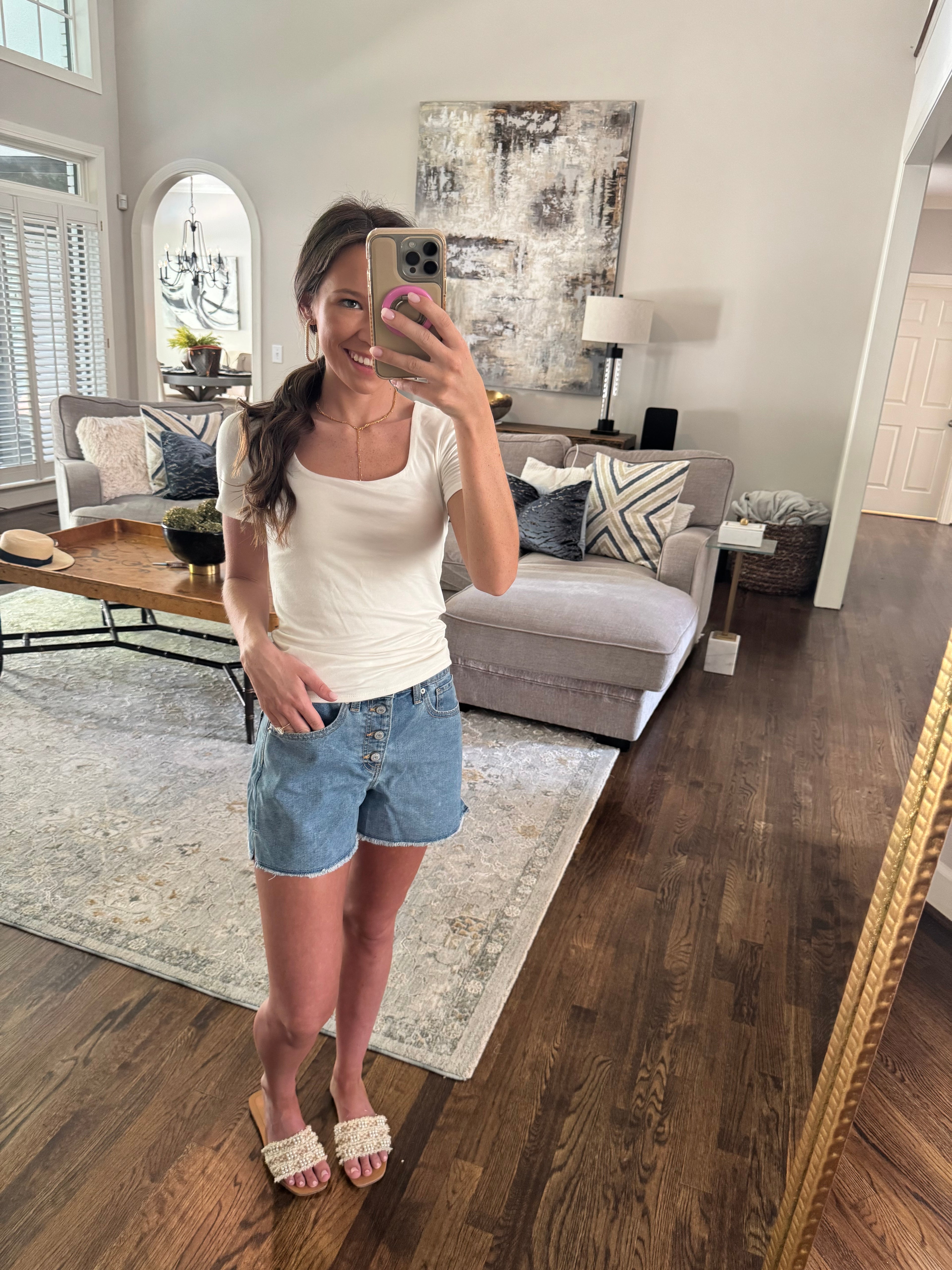 White Square Neck Top