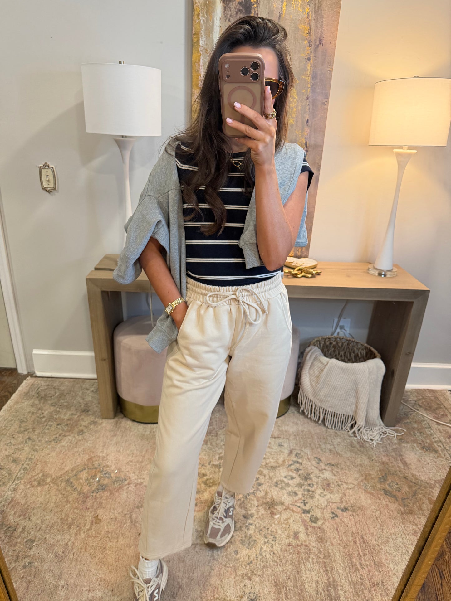 Navy Striped Babydoll Tee