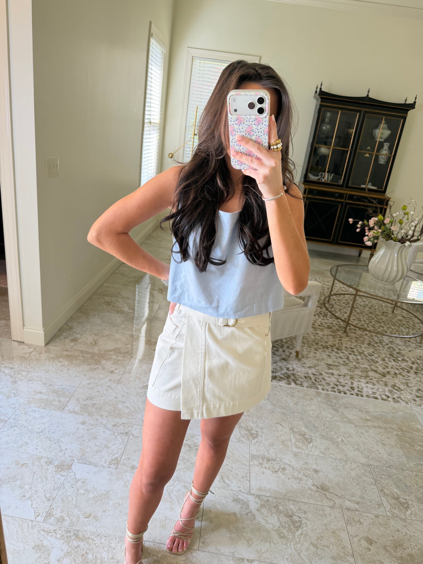 White Denim Skort