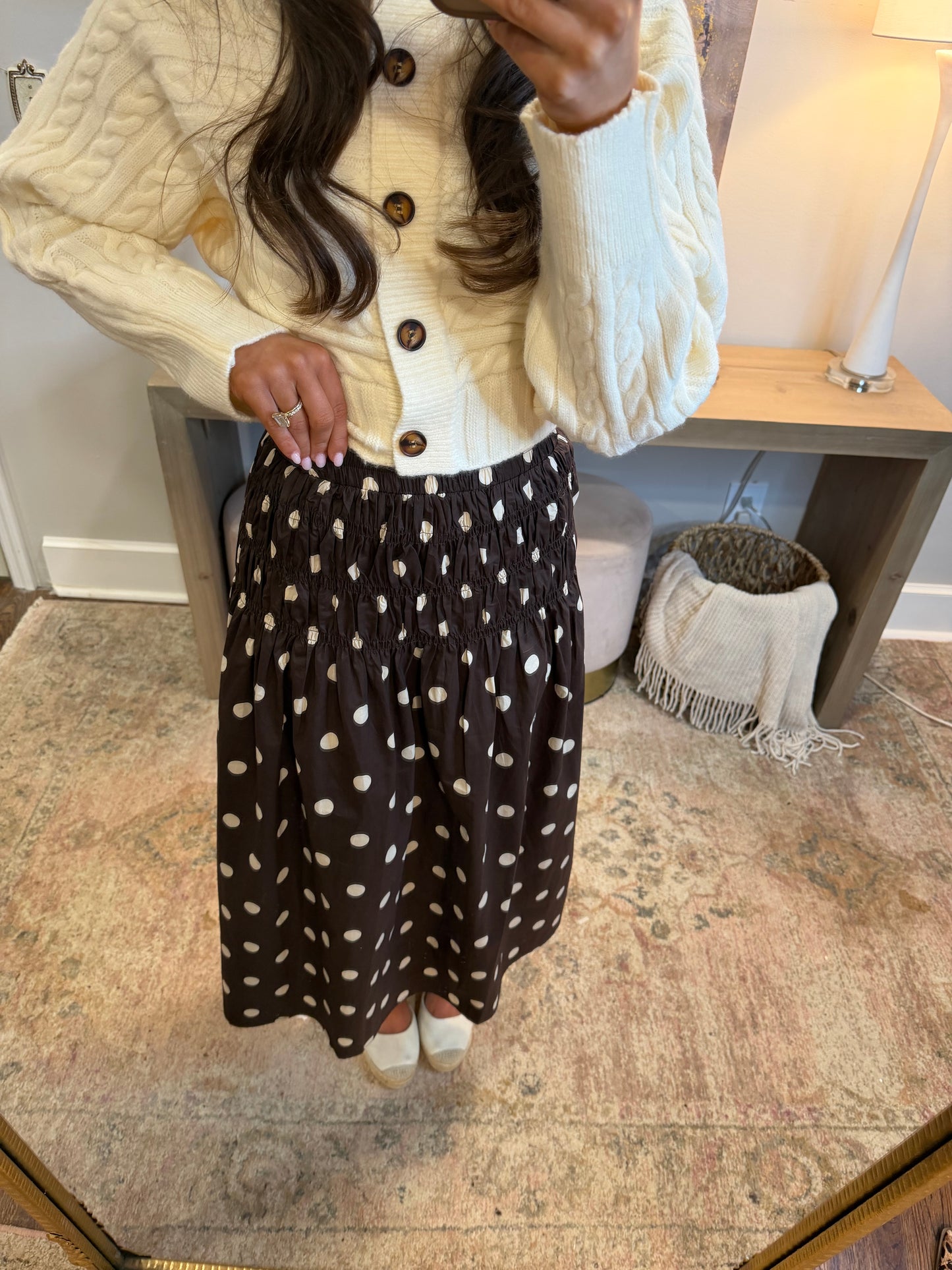 Mocha Polka Dot Skirt
