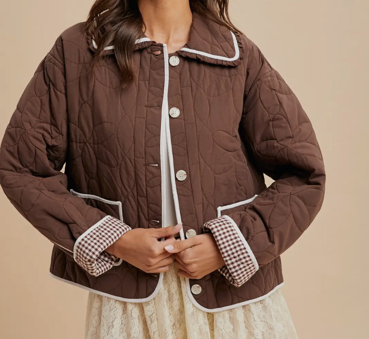 Floral Quilted Collard Jacket