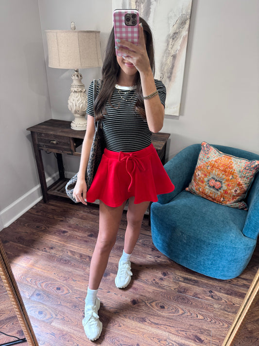 Red Flare Knit Shirt