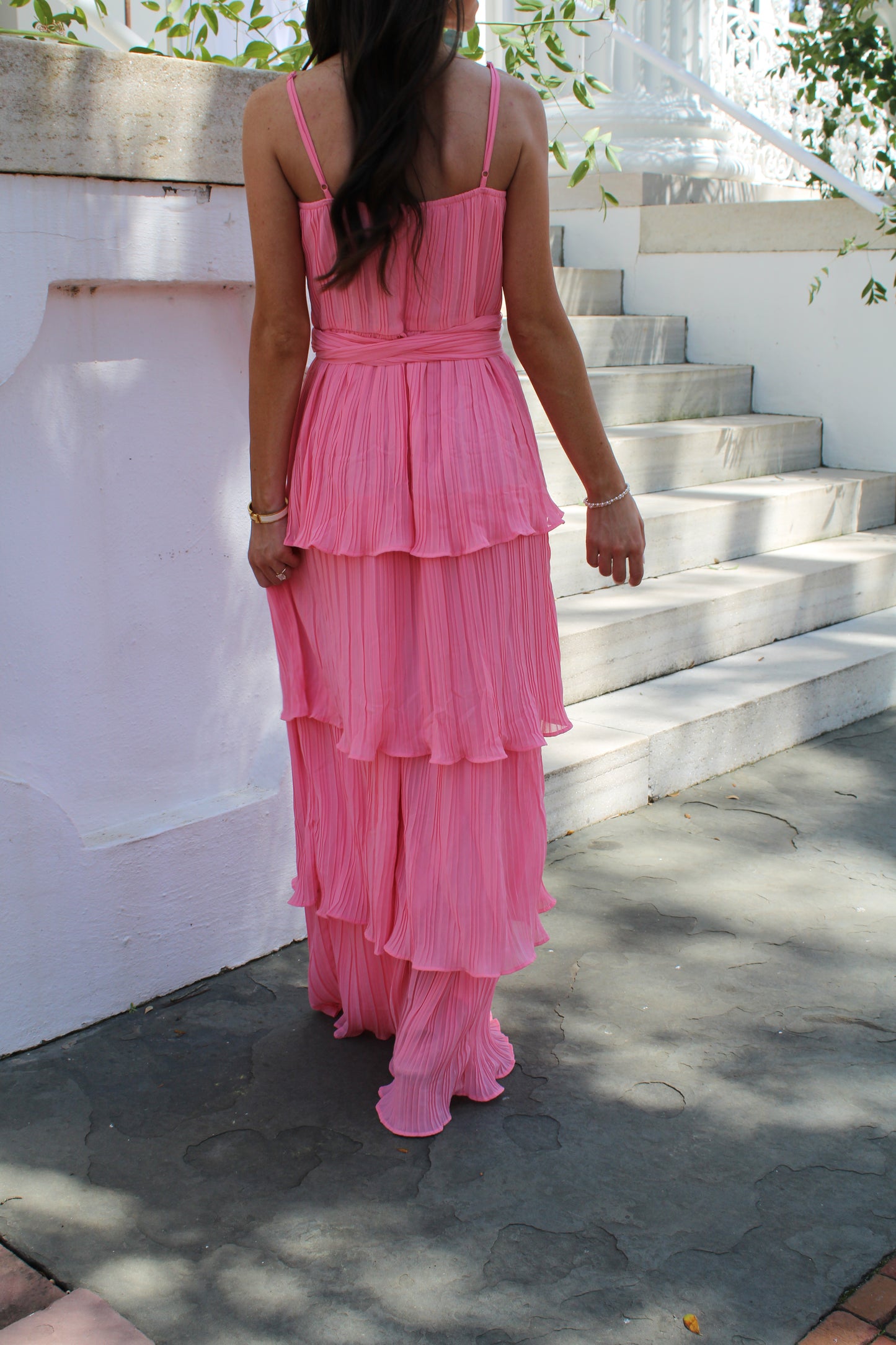 Mattie Pink Tiered Maxi Dress