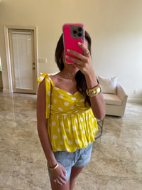 Yellow Bubble Polka Dot Top